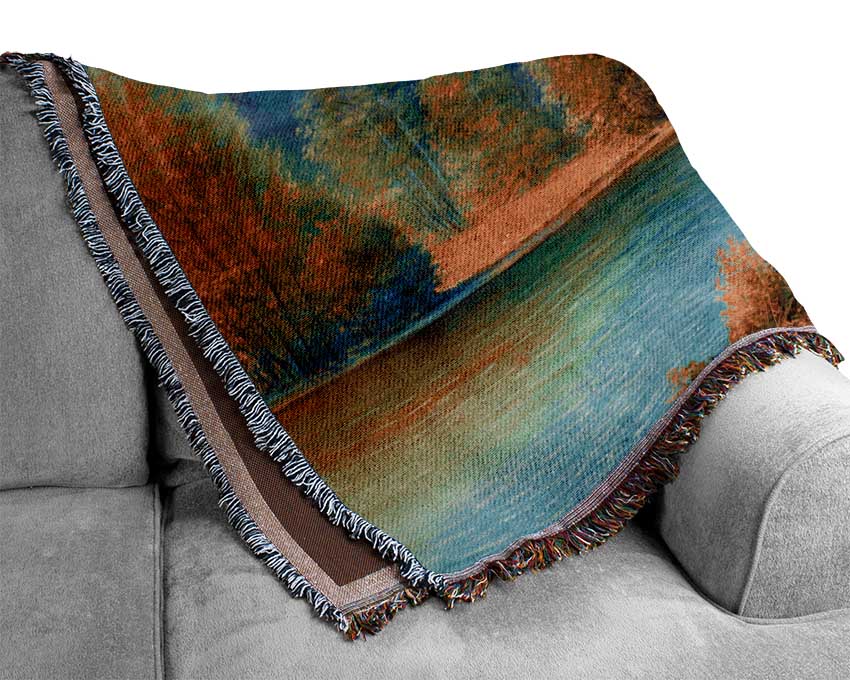 The Blue Lake Of Nebraska Woven Blanket