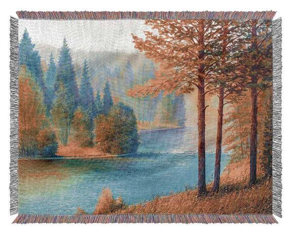 The Blue Lake Of Nebraska Woven Blanket