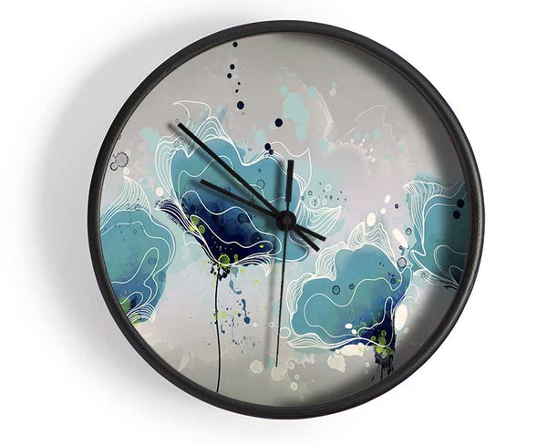 Blue Jazz Flowers Clock - Wallart-Direct UK