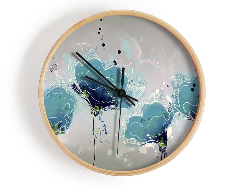 Blue Jazz Flowers Clock - Wallart-Direct UK