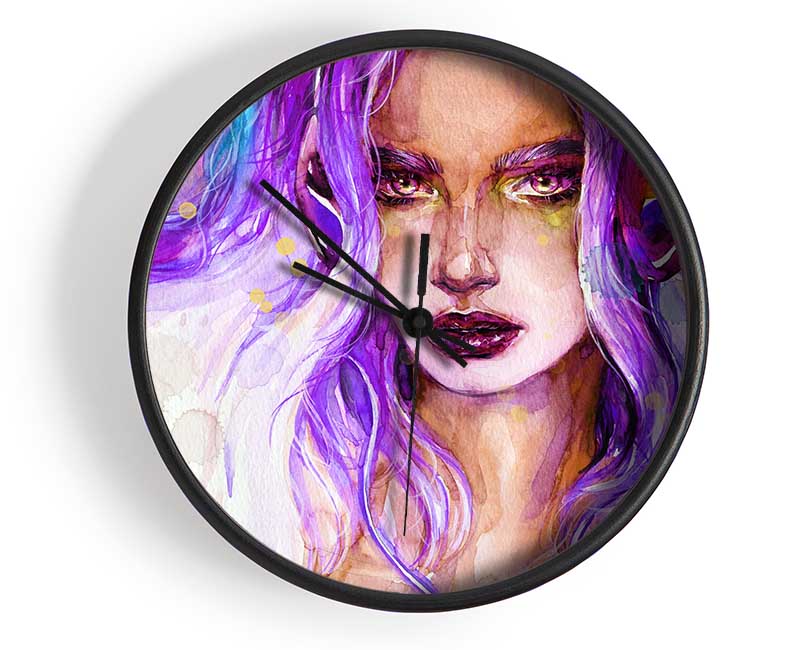 Lilac Woman Watercolour Clock - Wallart-Direct UK