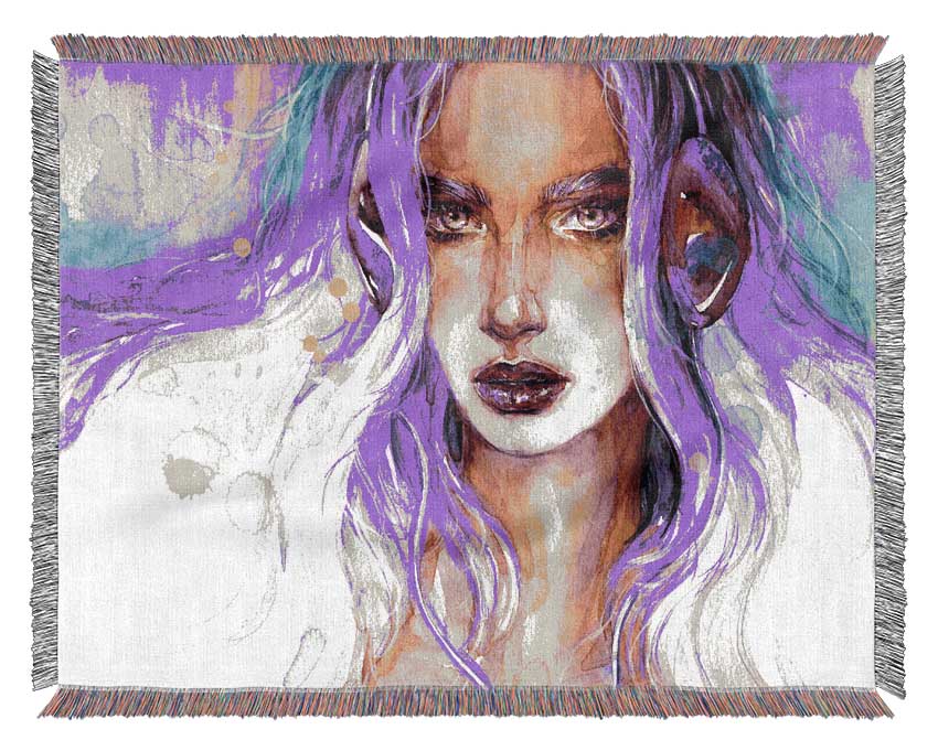 Lilac Woman Watercolour Woven Blanket