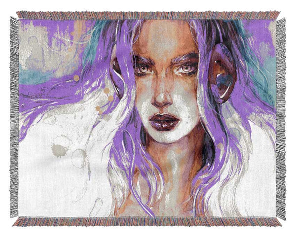 Lilac Woman Watercolour Woven Blanket