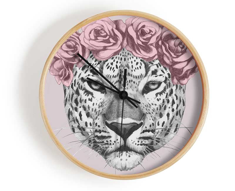 The Rose Head Leopard Clock - Wallart-Direct UK