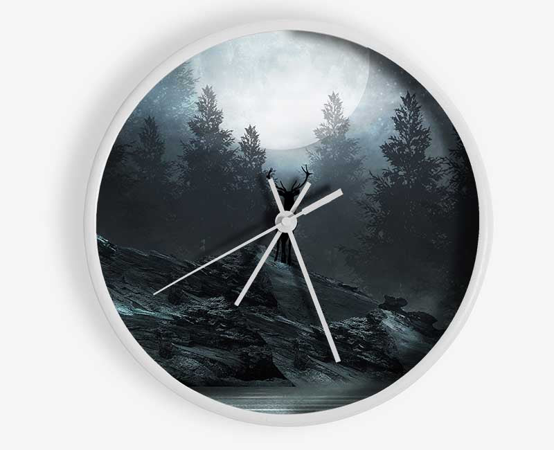 The Deer At Night Clock - Wallart-Direct UK