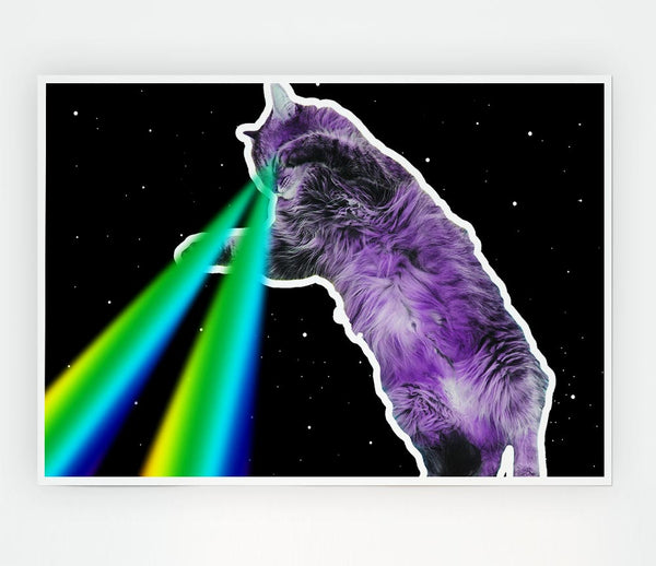 Cat Lazer Beam Space Print Poster Wall Art