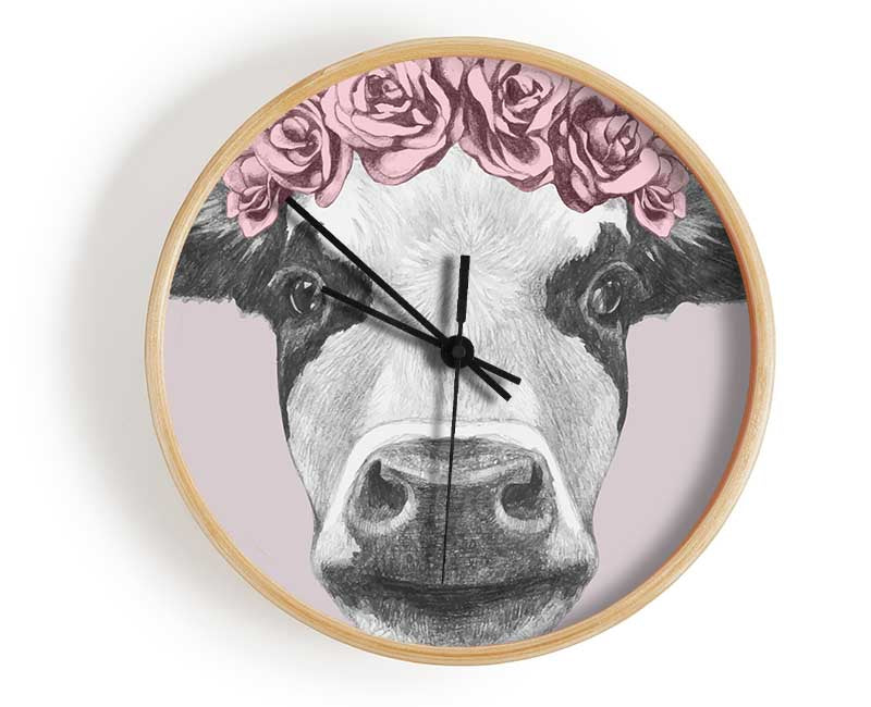 Rose Cow Head Clock - Wallart-Direct UK