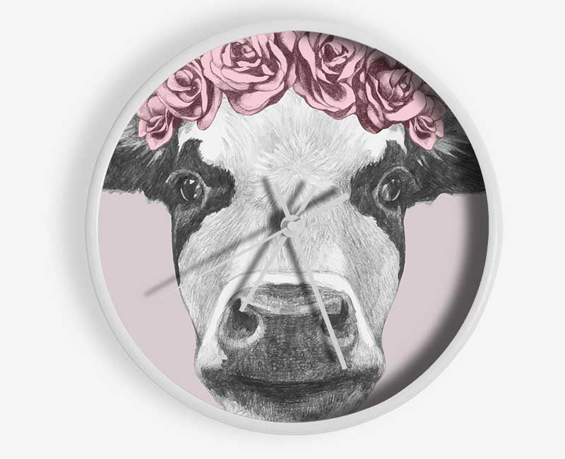 Rose Cow Head Clock - Wallart-Direct UK