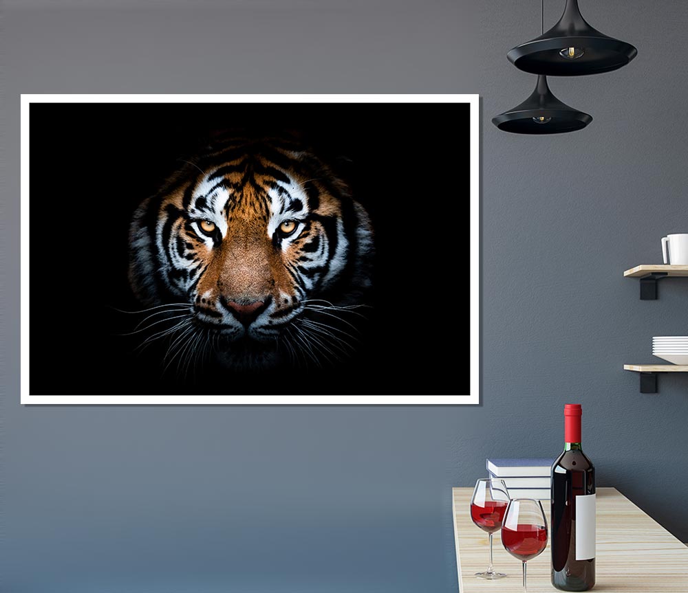 Tiger In The Dark Print Poster Wall Art