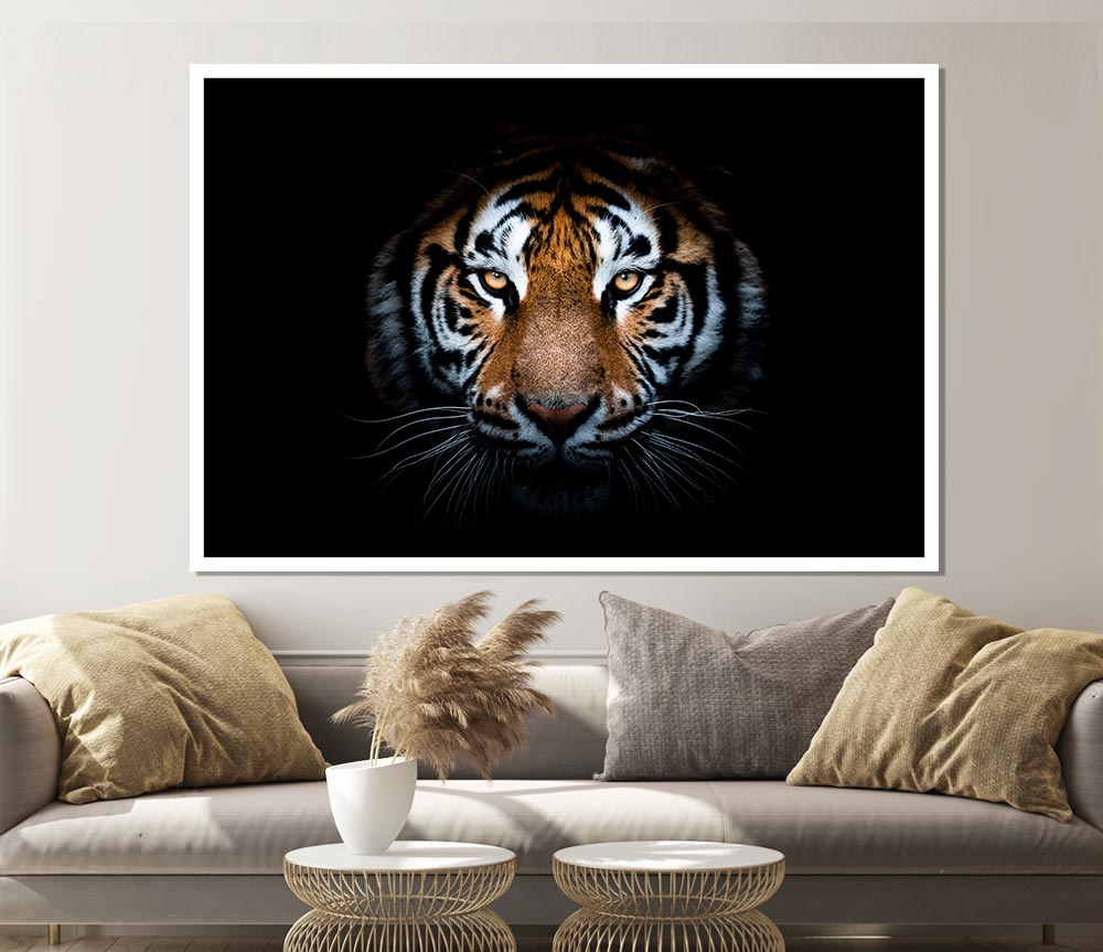 Tiger In The Dark Print Poster Wall Art