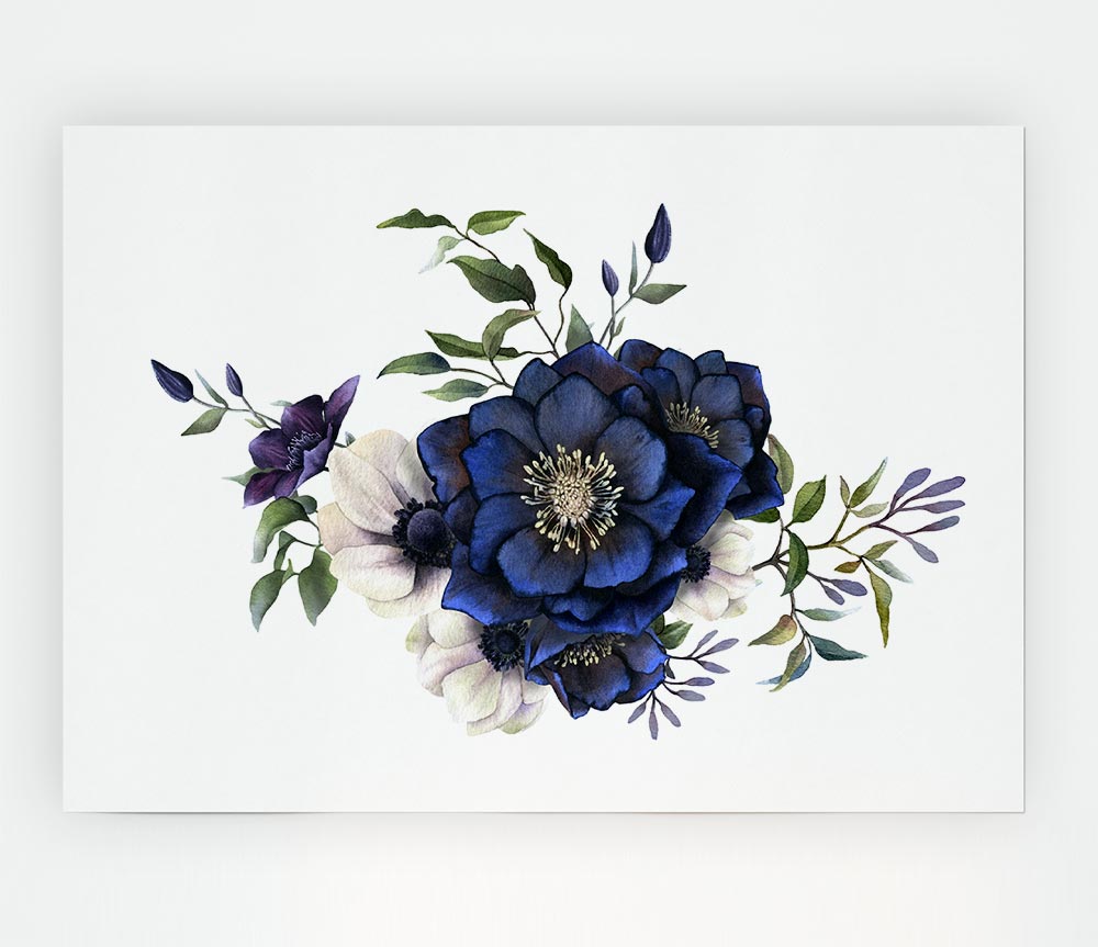 Blue Flower Beauty Print Poster Wall Art