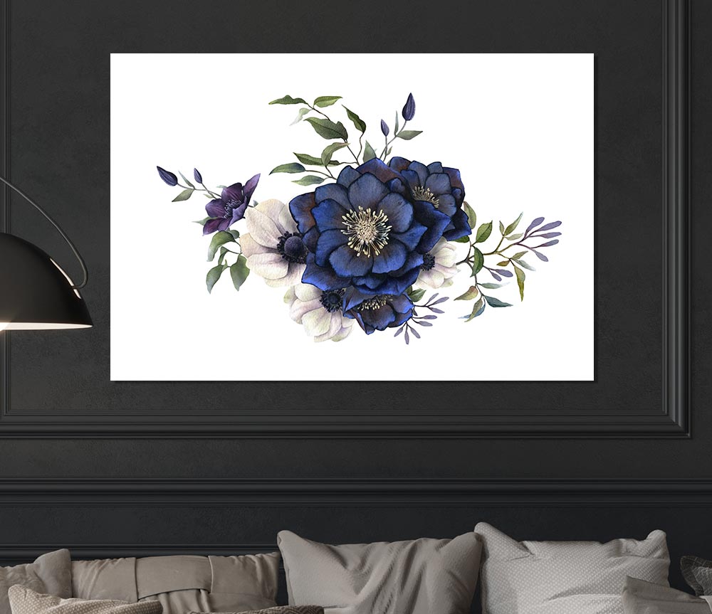 Blue Flower Beauty Print Poster Wall Art