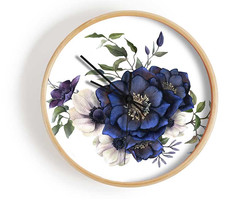 Blue Flower Beauty Clock - Wallart-Direct UK