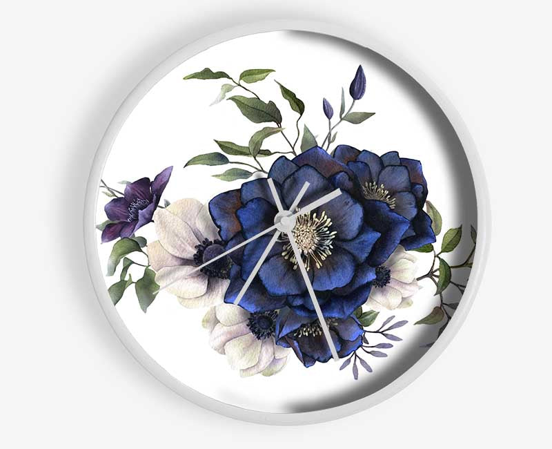 Blue Flower Beauty Clock - Wallart-Direct UK