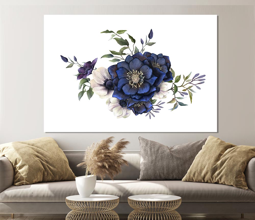 Blue Flower Beauty Print Poster Wall Art