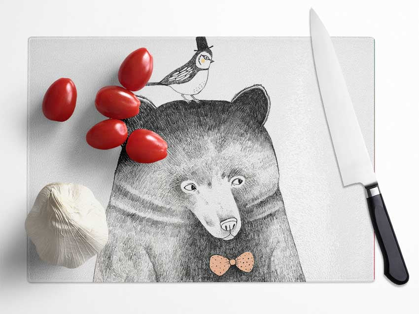 Bird And Bear Glass Chopping Board