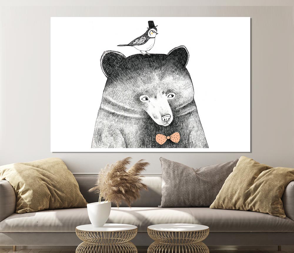 Bird And Bear Print Poster Wall Art