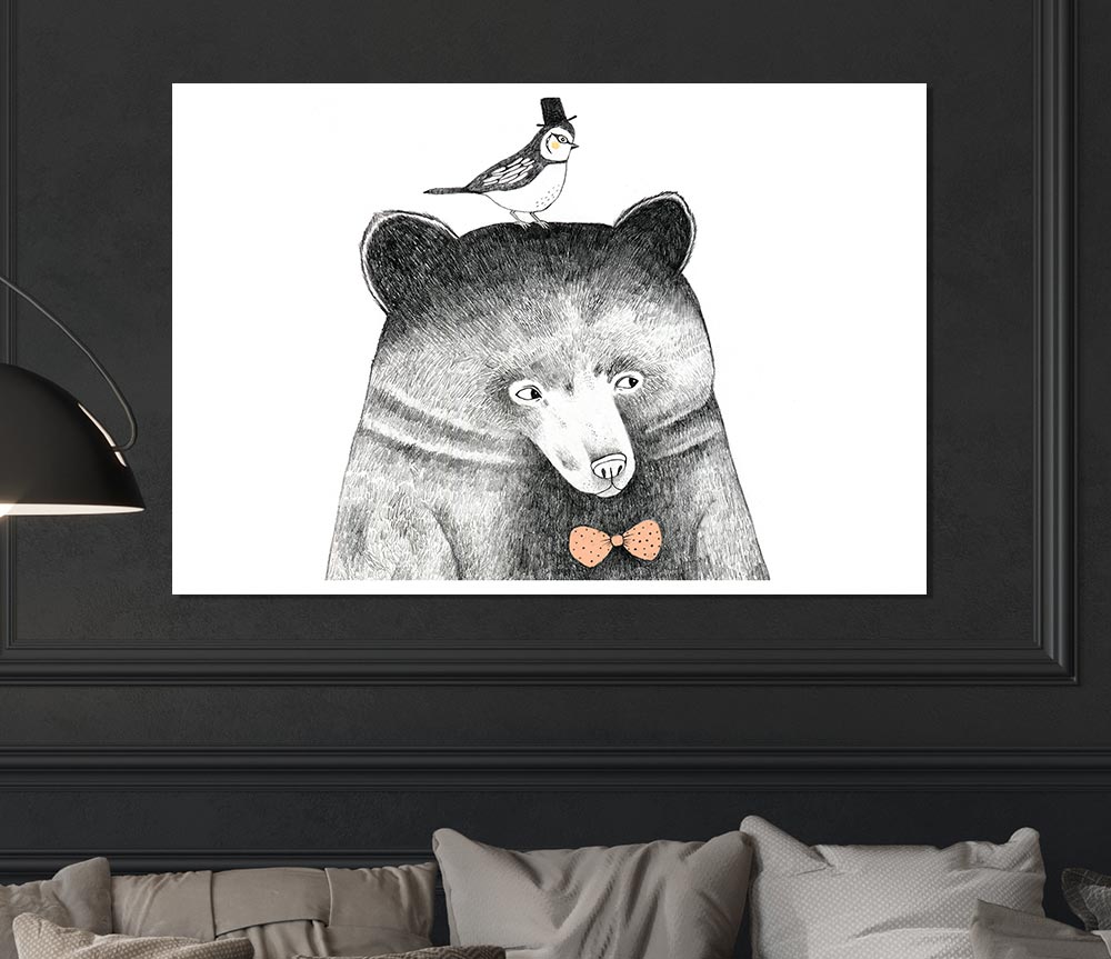 Bird And Bear Print Poster Wall Art