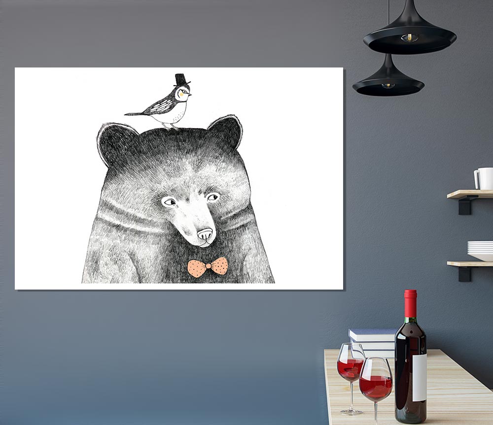 Bird And Bear Print Poster Wall Art