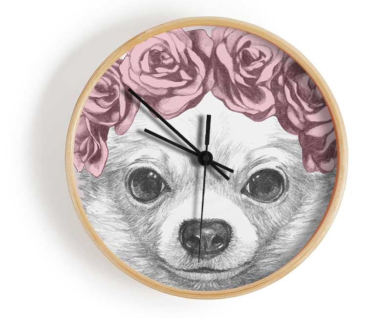 Flower Head Chihuahua Clock - Wallart-Direct UK