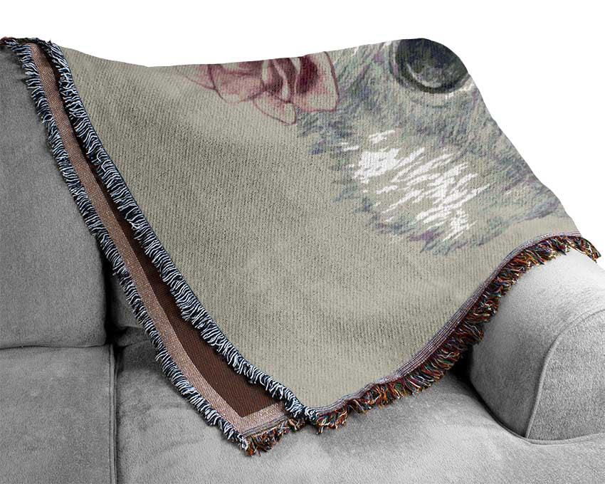 Flower Head Chihuahua Woven Blanket