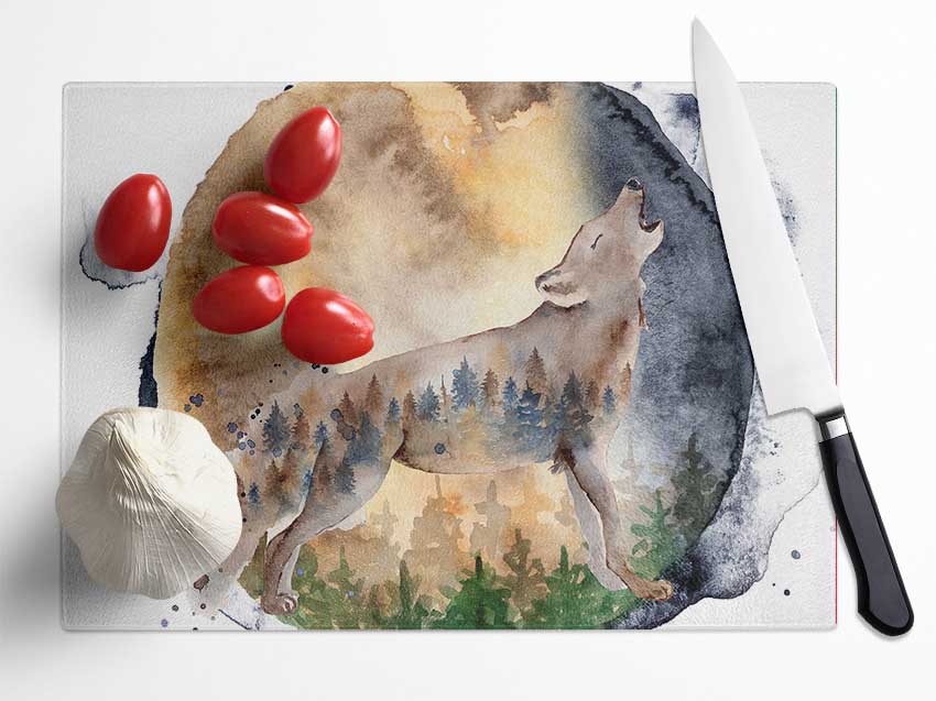 The Howiling Wolf Glass Chopping Board