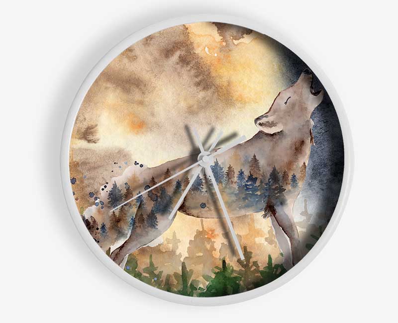 The Howiling Wolf Clock - Wallart-Direct UK