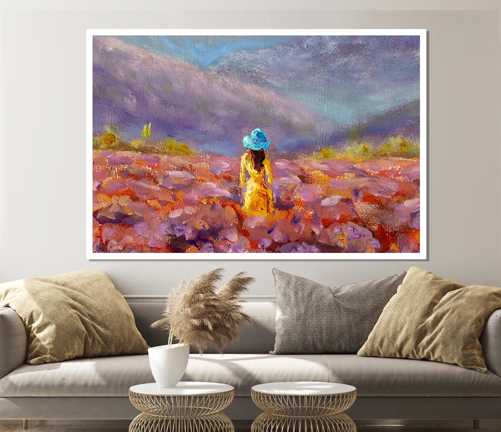 The Yellow Woman In The Field Print Poster Wall Art