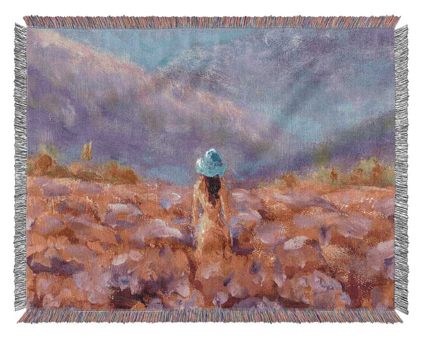 The Yellow Woman In The Field Woven Blanket