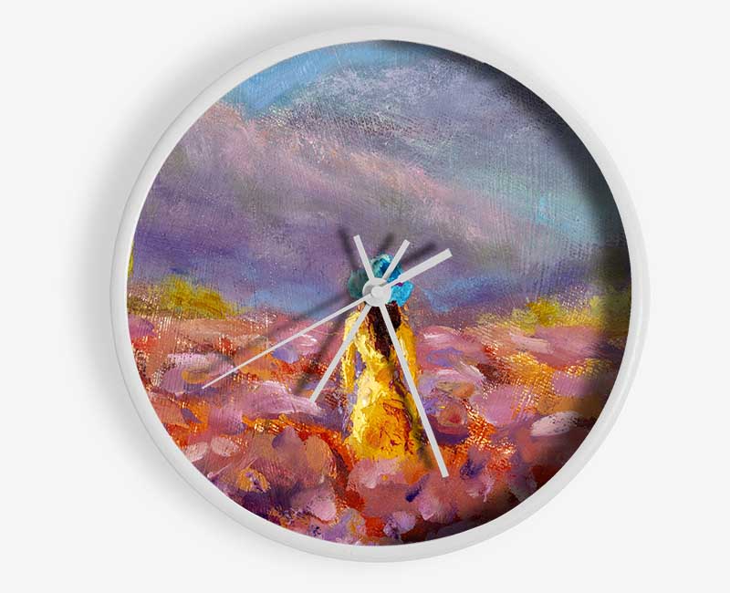 The Yellow Woman In The Field Clock - Wallart-Direct UK