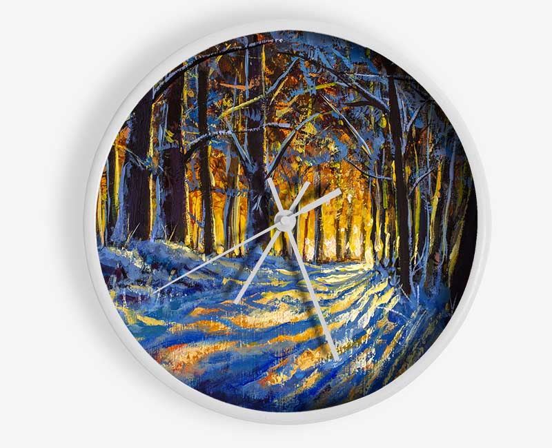 Snowy Winters Forest Clock - Wallart-Direct UK