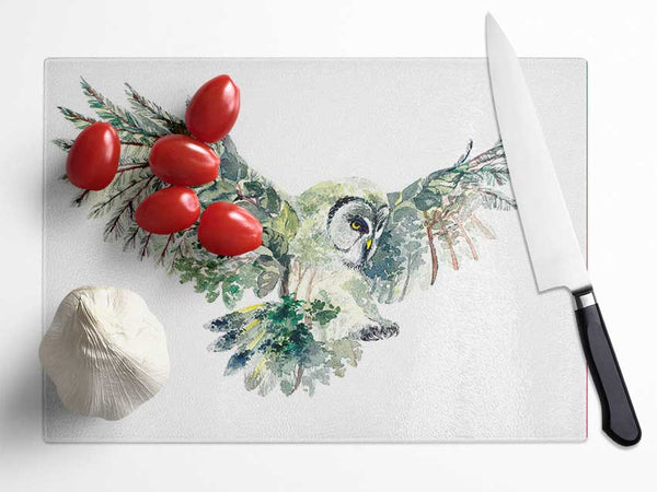 The Forest Owl Glass Chopping Board