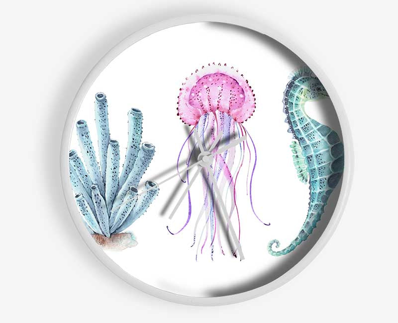 Seahorse Watercolour Clock - Wallart-Direct UK