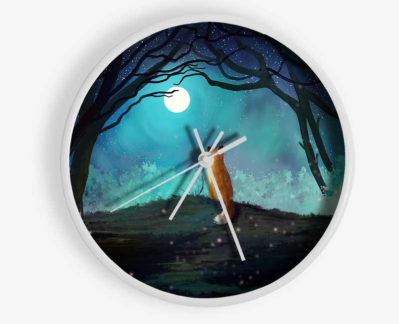 Fox Staring At The Moon Clock - Wallart-Direct UK