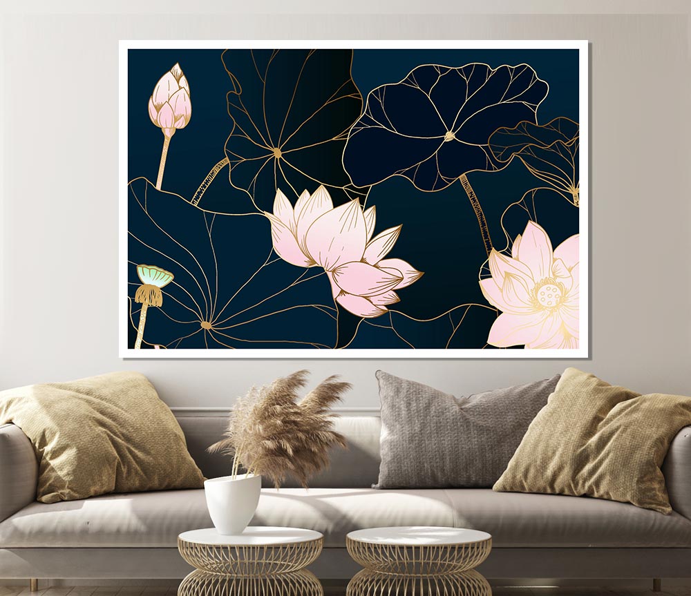 Flowers Bold In Blue Print Poster Wall Art