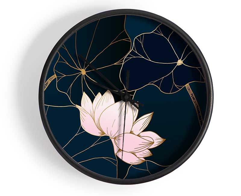 Flowers Bold In Blue Clock - Wallart-Direct UK