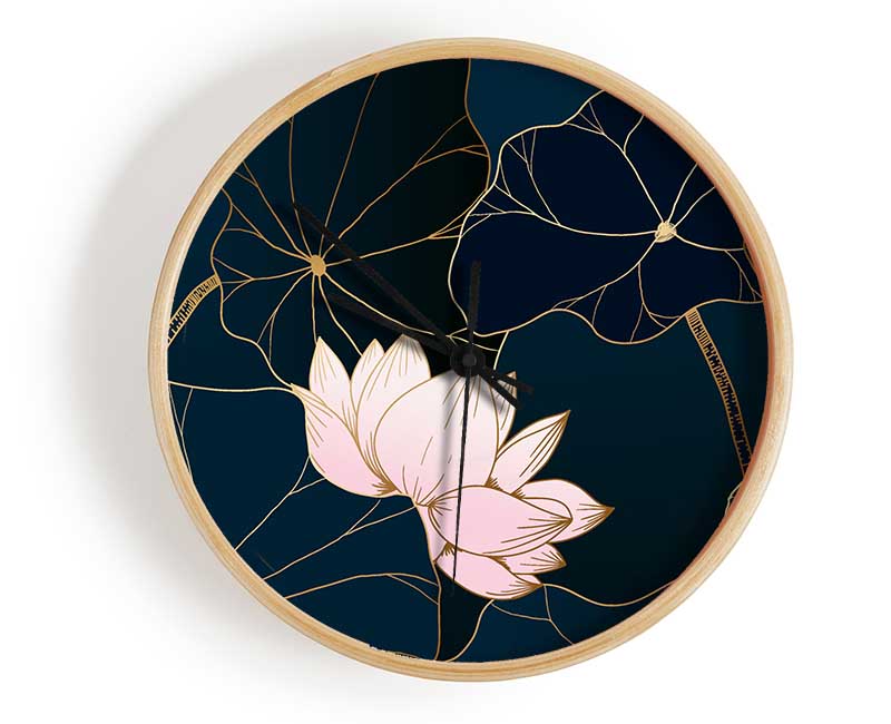 Flowers Bold In Blue Clock - Wallart-Direct UK