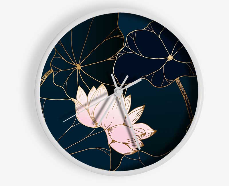 Flowers Bold In Blue Clock - Wallart-Direct UK