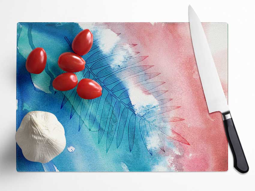 The Fern On Watercolour Glass Chopping Board