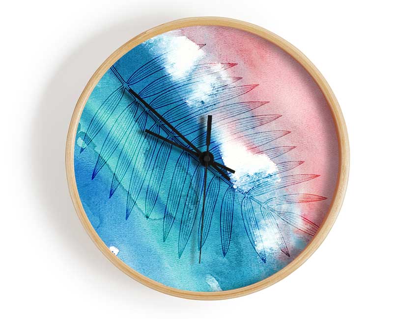 The Fern On Watercolour Clock - Wallart-Direct UK