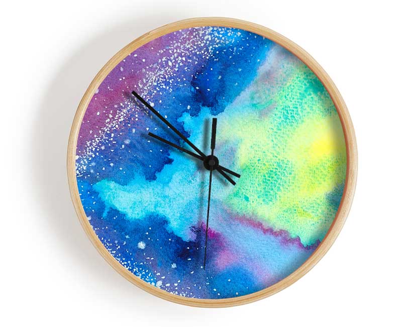 Space In Watercolour Clock - Wallart-Direct UK