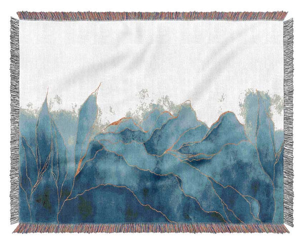 Blue Mists Of Gold Leaf Woven Blanket