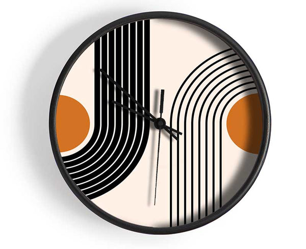 Curved Lines Round The Sun Clock - Wallart-Direct UK