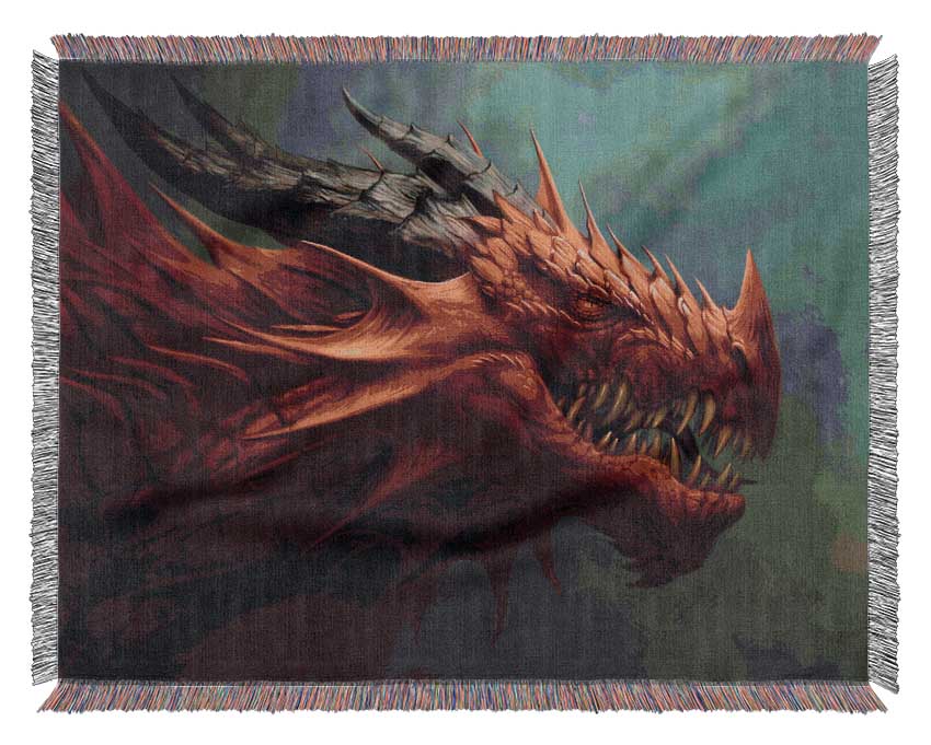 Red Nasty Dragon Woven Blanket