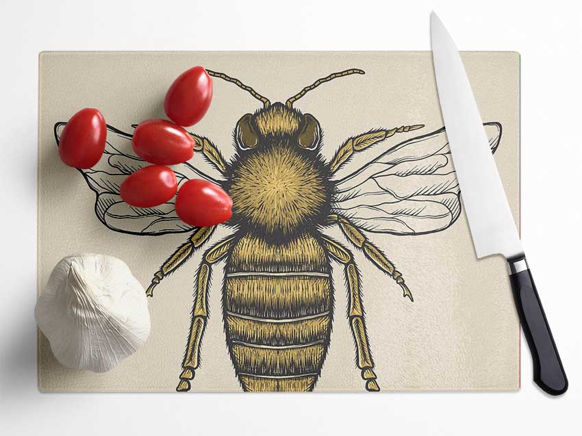 The Lovely Honey Bee Glass Chopping Board