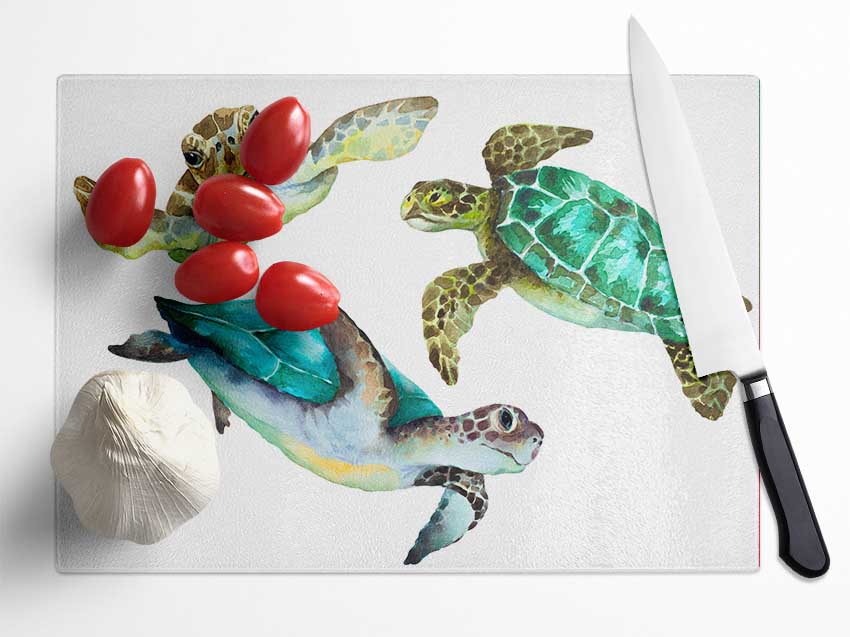 Seaturtle Love Glass Chopping Board