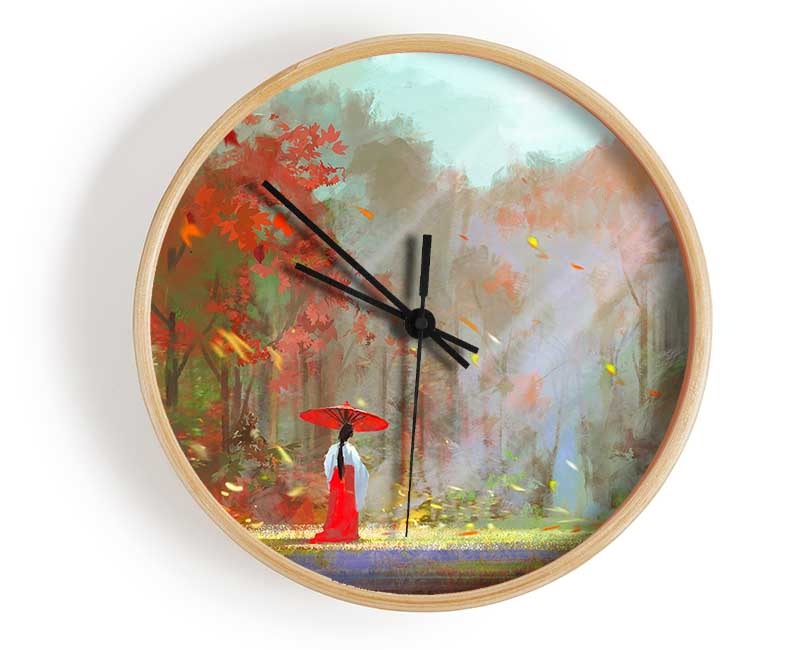 Geisha In The Woods Clock - Wallart-Direct UK