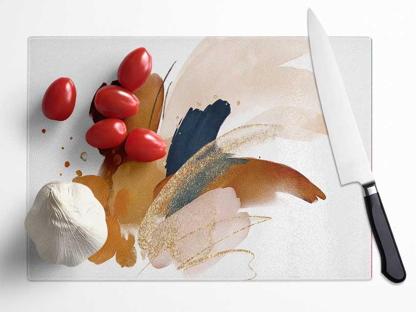 Natural Brush Strokes Glass Chopping Board