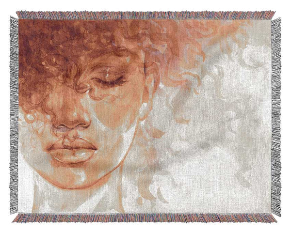 Orange Portrait Of Watercolour Woven Blanket