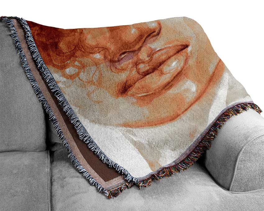 Orange Portrait Of Watercolour Woven Blanket